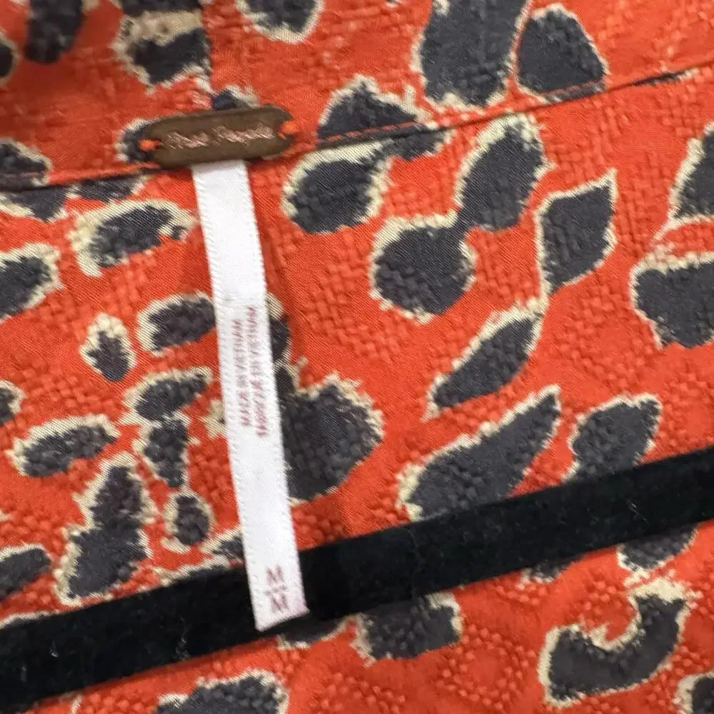Free People Cest Moi Leopard Print Long Maxi Top, Orange Red,‎ Medium, RRP $148